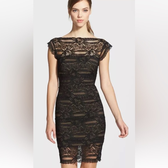 Nicole Miller Dresses & Skirts - Nicole Miller Illusion Yoke Lace Sheath Dress Worn by Grace Sz L Black